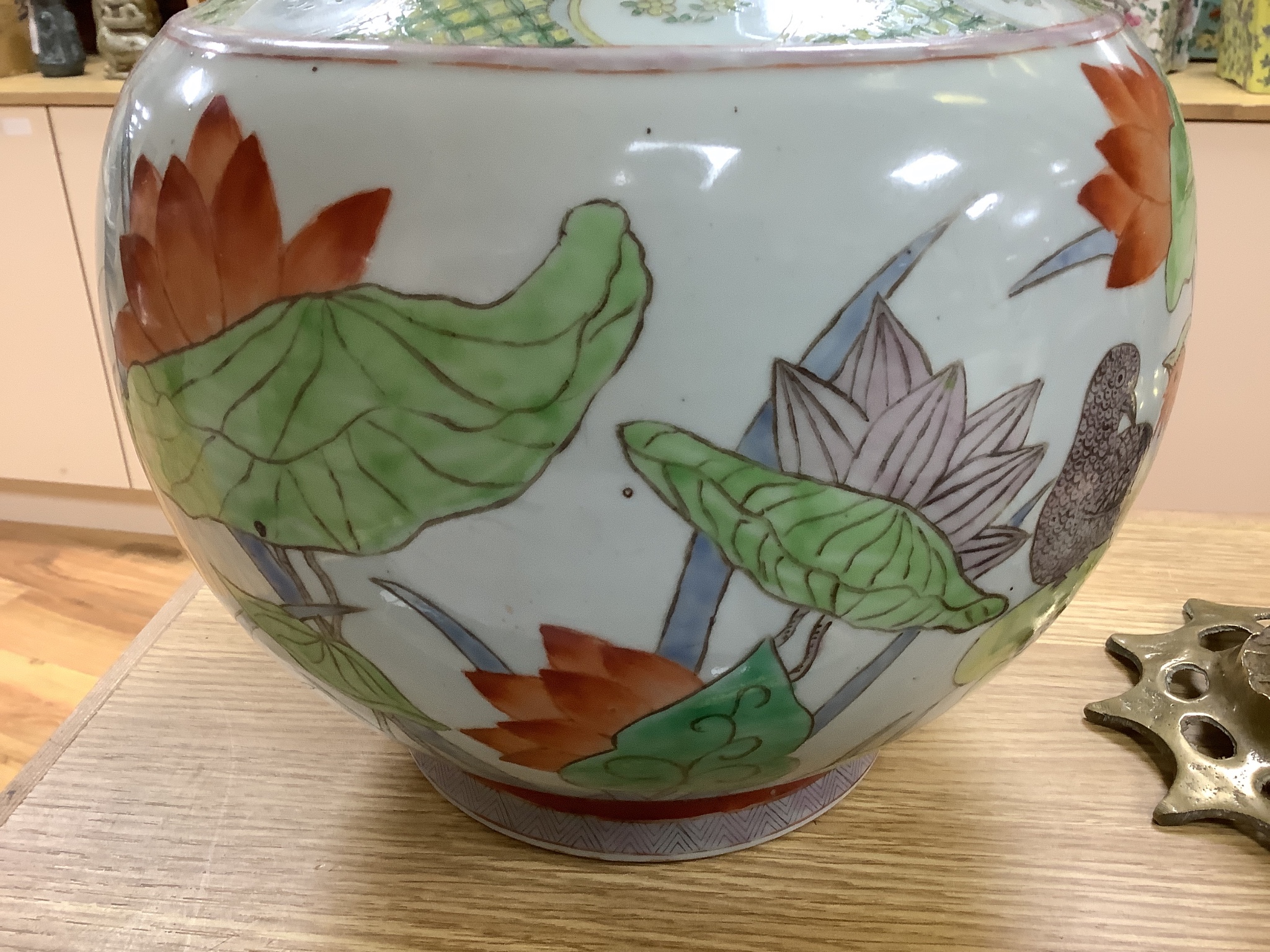 A large Chinese vase decorated with butterflies, height 44cm